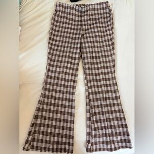 Brown and White Gingham Knit Pants